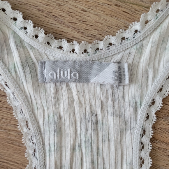 Talula Floral Ribbed Tank Top - Cream and Green - Picture 3 of 3